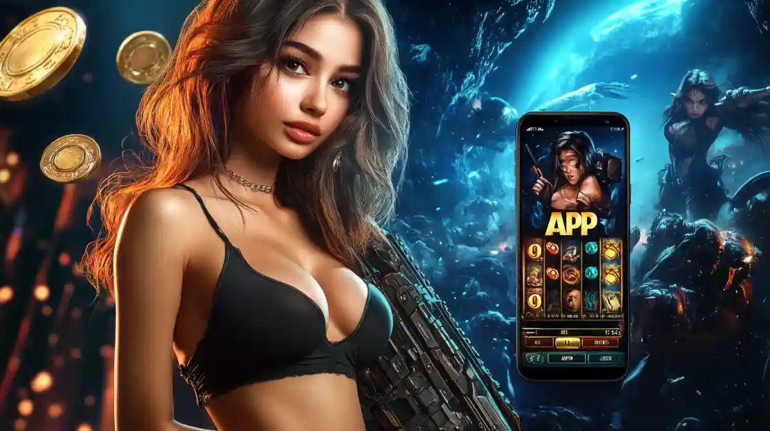 একজন সাহসী নারী eg333 মোবাইল গেমিং অ্যাপ ব্যবহার করছেন, যা অ্যাকশনভিত্তিক গেমের অনুভূতি প্রকাশ করে।